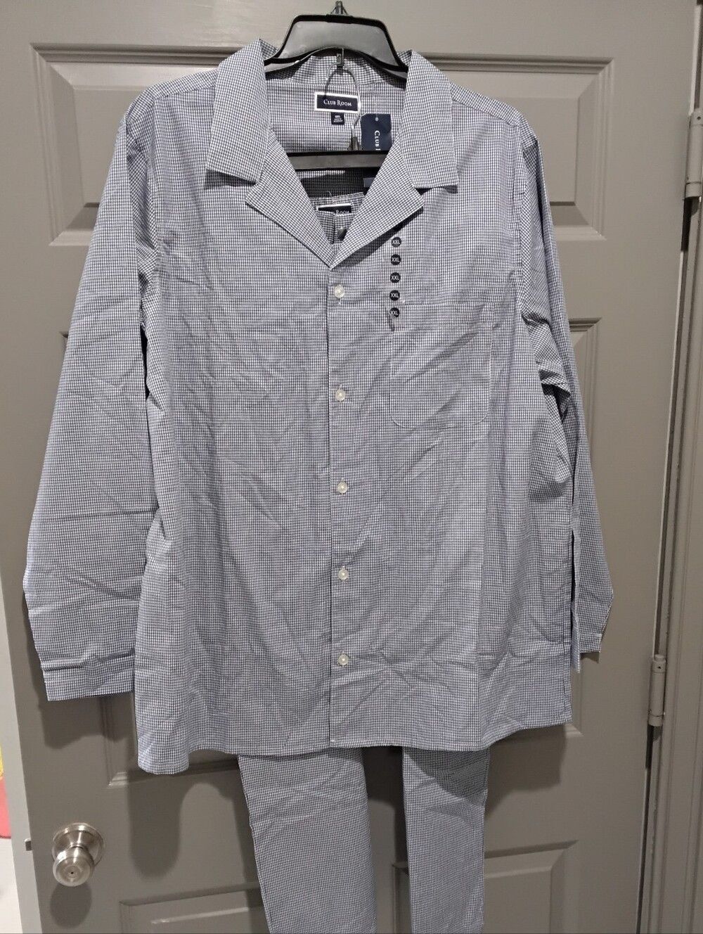 Club Room Light Blue Microcheck Pajama Set